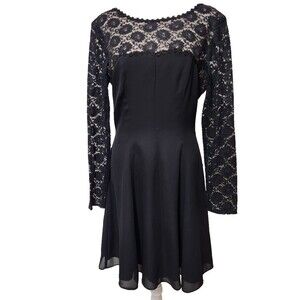 Vintage Habits Black and Lace Keyhole Back Dress See Measurements in Photos